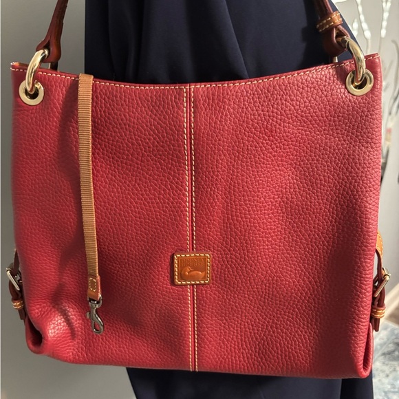 Dooney & Bourke Red Pebble Leather Shoulder Bag – Magnetic Closure - Picture 2 of 10